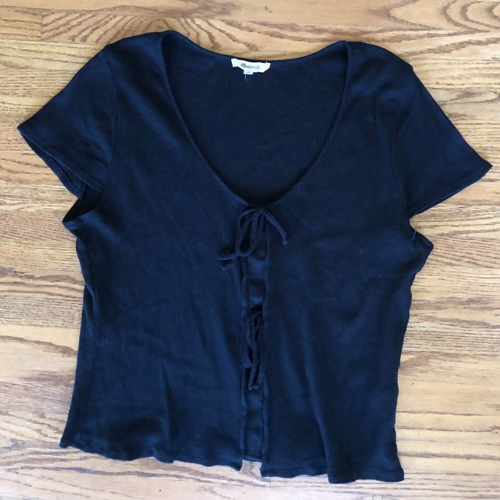 Madewell Black Tie up Short Sleeve T-Shirt Women L
